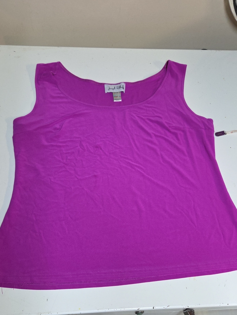 Joseph Ribkoff Scoop Neck Tank Top - Magenta Fuscia Sz 16 - Picture 3 of 5
